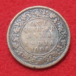 ONE QUARTER ANNA (BRONZE) EDWARD VII CALCUTTA MINT