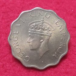 Alternative view of 1 ANNA 1943 GEORGE VI KING EMPEROR UNC CONDITION