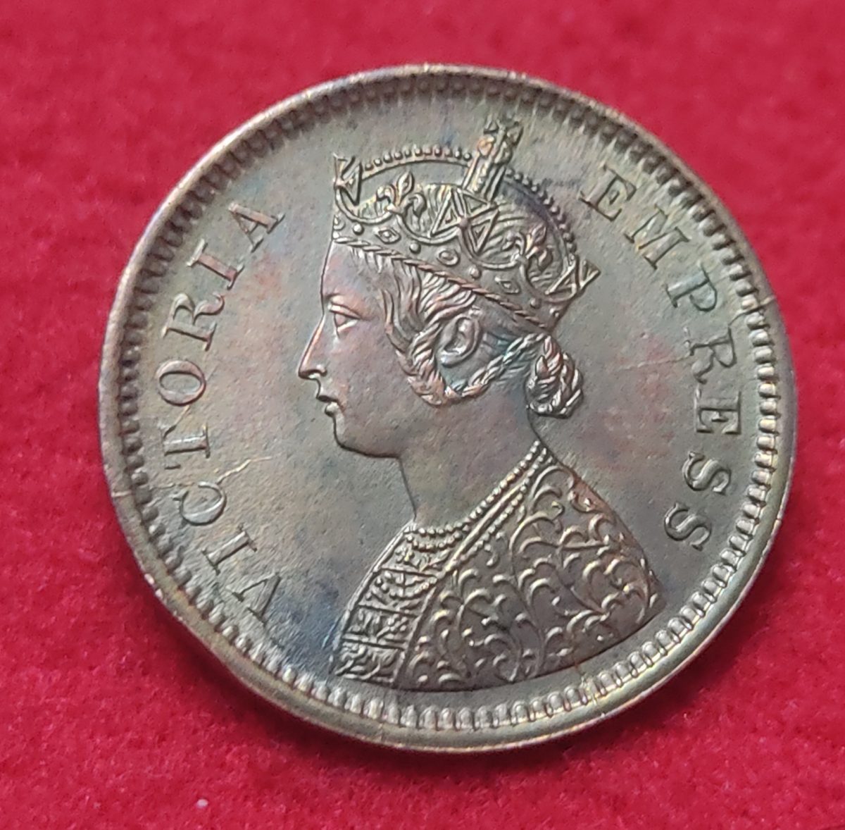 1/2 PICE VICTORIA EMPRESS 1894 SCARCE COIN LUSTRE COIN - Image 2