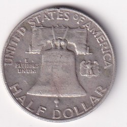 Alternative view of United States ½ Dollar 1959 "Franklin Half Dollar"" Rare Silver(.900) (Weight 12.5 g) coin #M-998