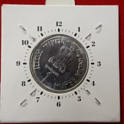 Alternative view of One Rs FSS Maharana Pratap Ji Ex Rare Error 1"o Clock Rotation Error Hyderabad Mint 2003 Year