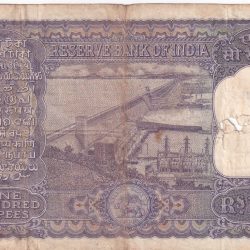 Alternative view of 100 Rupees Old Series Fafda note Big Size Very Rare Governor , Iyenger