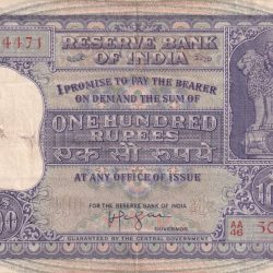 100 Rupees Old Series Fafda note Big Size Very Rare Governor , Iyenger