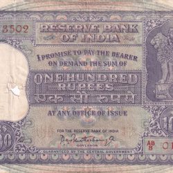 100 Rupees Old Series Fafda note Big Size Very Rare Governor , P.C.BHTTACHARYA