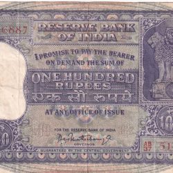 100 Rupees Old Series Fafda note Big Size Very Rare Governor , P.C.BHTTACHARYA