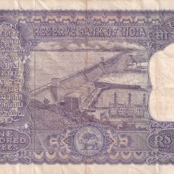 Alternative view of 100 Rupees Old Series Fafda note Big Size Very Rare Governor , P.C.BHTTACHARYA