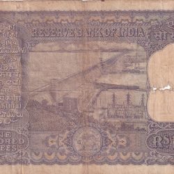 Alternative view of 100 Rupees Old Series Fafda note Big Size Very Rare Governor , IYENGER