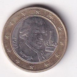 Austria 1 Euro 2021 Bimetallic Rare Lowest Price Coin # L-618