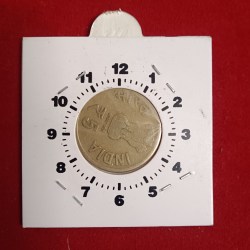 Five Rs Brass Scare Coin Controller & Auditor General of India CAG Hyderabad Mint Coin 4"o Clock Rotation Side Error RBI Mistake Coin