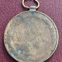 Alternative view of Victory Medal 1914-1919 World War 1 Named Medal