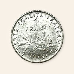 French 1 Franc coin Minted in 1976 Very Unique and rare