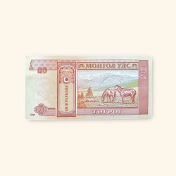 Alternative view of 20 Mongolian Togrog World Banknote issued in 2014 Gem Unc Very Unique and rare