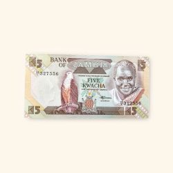 Alternative view of 5 Kwacha World Banknote from Zambia Gem Unc Very Unique and rare
