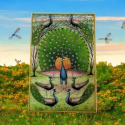 Jaipur Hand Made Peacock Painting Very Unique and Rare