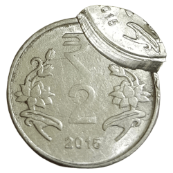 2 Rupees Fss Year 2015 DOUBLE STRIKES Error Double Year Collectable Grade.