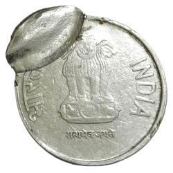 Alternative view of 2 Rupees Fss Year 2015 DOUBLE STRIKES Error Double Year Collectable Grade.