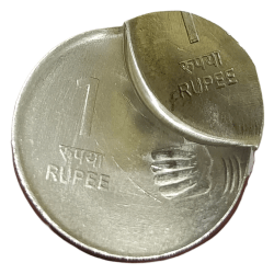 One Rupee Fss MUDRA Series Year 2008 Hyderabad Mint DOUBLE STRIKE Error **SCARE** UNC Grade.