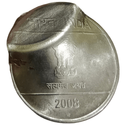 Alternative view of One Rupee Fss MUDRA Series Year 2008 Hyderabad Mint DOUBLE STRIKE Error **SCARE** UNC Grade.