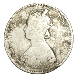 Alternative view of BRITISH INDIA Silver HALF 1/2 RUPEE Year 1899 VICTORIA EMPRESS in Used Condition.