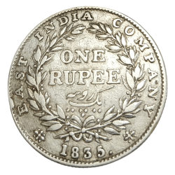 BRITISH INDIA Silver Rupee EAST INDIA COMPANY Year 1835 King WILLIAM-IIII **RARE** Collectable Grade.