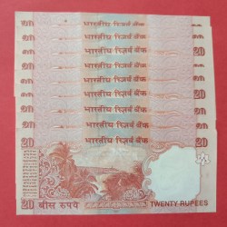 Alternative view of 20 Rs Y V Reddy GEM UNC Set Lower Serial Starting and ending with 100 and Same Prefix