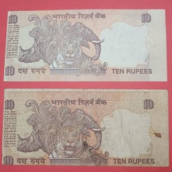 Alternative view of 10 Rs Old Issue Error Set of 2 Notes Extremely Rare Error