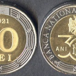 Moldova, 10 Leu, 2021, 30th Anniversary of the National Bank of Moldova, UNC CONDITION.