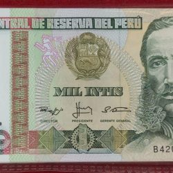 Peru 1000 mil intis Extermaly RARE GEM UNC Rare (100 note ) SERIAL Packet