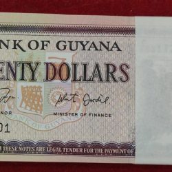 Guyana 20 Extermaly RARE GEM UNC (100 note ) SERIAL Packet