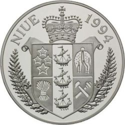 Alternative view of Niue 50 Dollars 1994 - Elizabeth II World Cup Soccer Silver (.999) (Weight 156.1700 g) with capsool Beautiful coin big