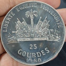 Alternative view of Haiti 25 Gourdes Commemorative issue 10th Anniversary of Revolution - Haitian Art Silver(.999) (Weight 117.8 g) with cover