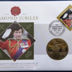 Isle of Man, 1 Crown, 2012, Diamond Jubilee of Accession, KM #1532, First Day Cover.