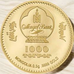 Alternative view of Mahatma Gandhi 1000 Tögrög Mahatma Gandhi Mongolian Mint Limited Edition Issue Pure 9999 Gold Unique and Rare