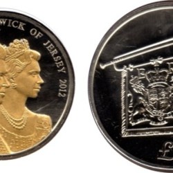 Alternative view of Jersey, 5 Pounds, 2012, 60th Anniversary of the Accession of Queen Elizabeth II, Proof, Km #256, Coin Cover.