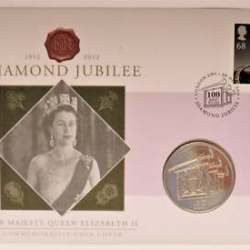 Jersey, 5 Pounds, 2012, 60th Anniversary of the Accession of Queen Elizabeth II, Proof, Km #256, Coin Cover.
