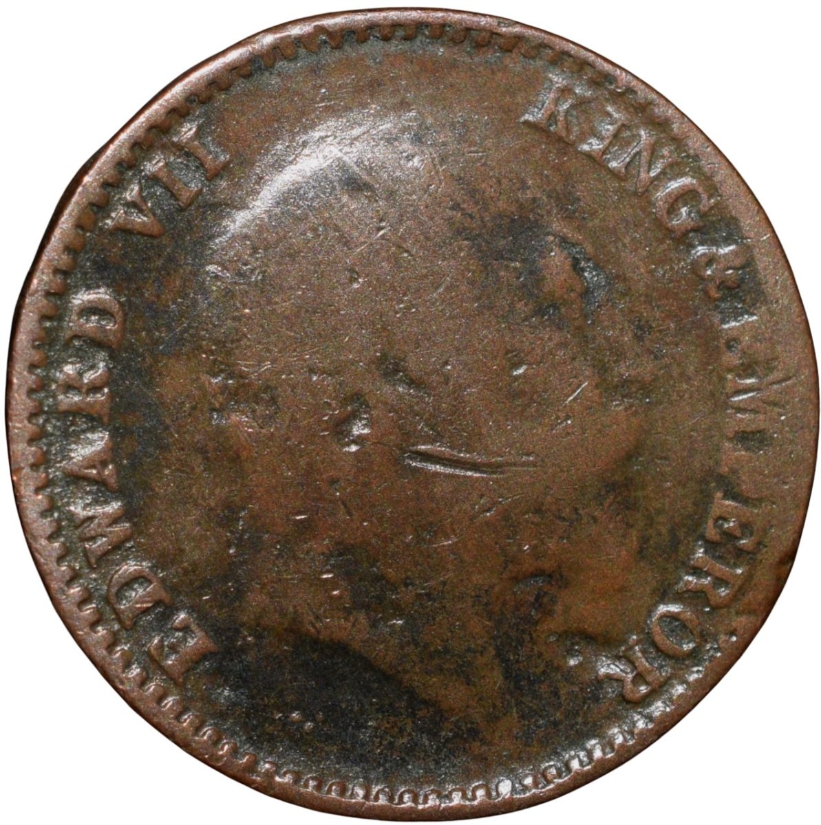 Copper 1/12 Anna of Edward VII (AD 1904) of Calcutta Mint Scarce