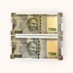 Rs 500 TWIN SET Gem Unc Very Unique Bank Note Set Solid Holy Number 2DS 000786