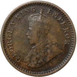 Bronze 1/12 Anna of George V (AD 1917) of Calcutta Mint KM 509 Extremely Fine