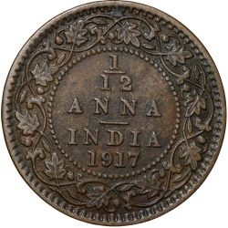 Alternative view of Bronze 1/12 Anna of George V (AD 1917) of Calcutta Mint KM 509 Extremely Fine