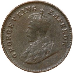 Bronze 1/12 Anna of George V (AD 1927) of Bombay Mint KM 509 About Extremely Fine