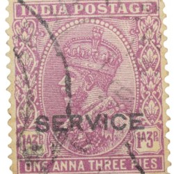 Postal Stamp of George V 1 Anna 3 Pies Pink Colour - Used Condition as per Image.