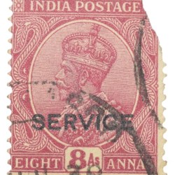 Postal Stamp of George V 8 Annas Dull Pink Colour - Used Condition as per Image.
