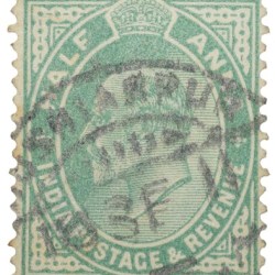 Postal Stamp of Edward VII 1/2 Anna Green Clour - Used Condition as per image.