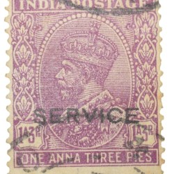 Postal Stamp of George V 1 Anna 3 Pies Pink Colour - Used Condition as per Image.