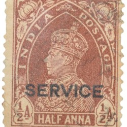 Postal Stamp of George VI 1/2 Anna Brown Colour Service - Used Condition as per Image.