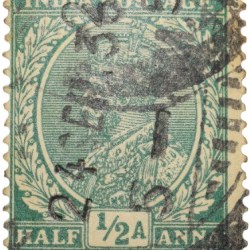 Postal Stamp of George V 1/2 Anna Green Colour -Used Condition as per Image.