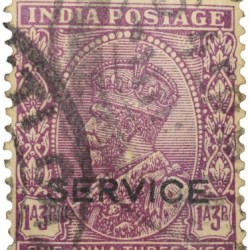 Postal Stamp of George V 1 Anna 3 Pies Pink Colour - Used Condition as per Image.