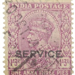 Postal Stamp of George V 1 Anna 3 Pies Pink Colour - Used Condition as per Image.