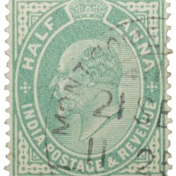 Postal Stamp of Edward VII 1/2 Anna Green Clour - Used Condition as per image.