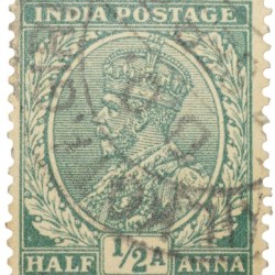 Postal Stamp of George V 1/2 Anna Green Colour -Used Condition as per Image.